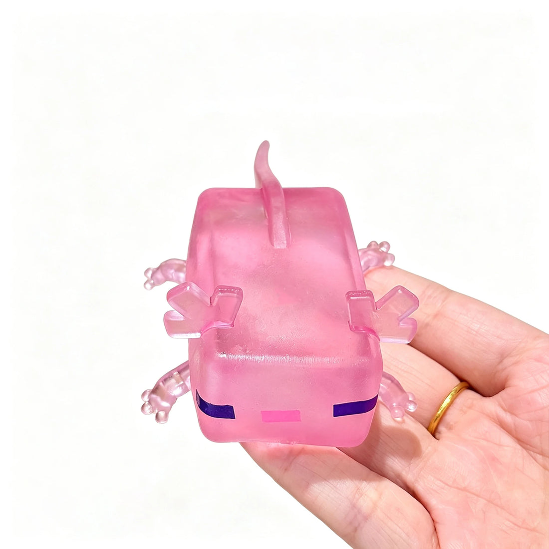Transparent Cube Axolotl Squishy – style Pink