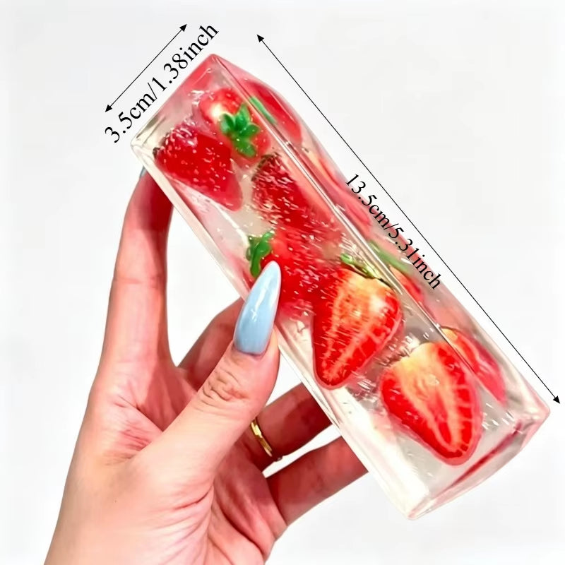 Strawberry Jelly Strip Squishy Toy Transparent Peach Maltose Fidget Sensory Toy Watermelon Stress Ball Squeeze Toy Party Gifts