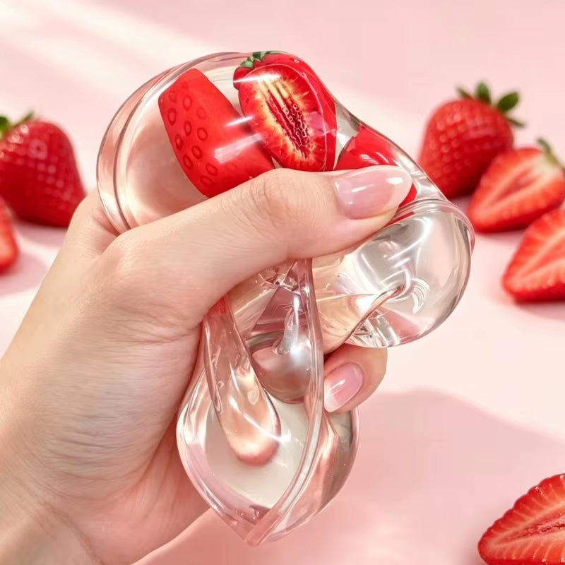 Strawberry Jelly Strip Squishy Toy Transparent Peach Maltose Fidget Sensory Toy Watermelon Stress Ball Squeeze Toy Party Gifts