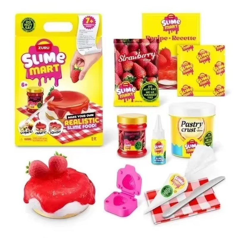 Slime Mart Blind Box Diy Gift Toys Stress Relief Slime Gift Hamburger Pizza Shopping Cart Diy Set Mystery Box